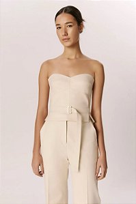 Blusa Andrea Marques Bege Sem Alças Modelo Corselet