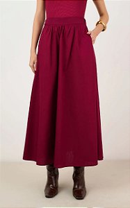 Saia Lizie Vinho Modelo Godê Midi