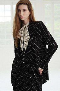 Conjunto Cris Barros Blazer + Blusa Preta Em Poá