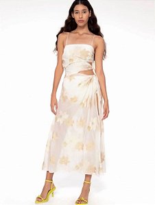 Vestido Cris Barros Bege Bordado Modelo Florence