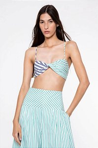 Conjunto Cris Barros Saia + Top Listrado