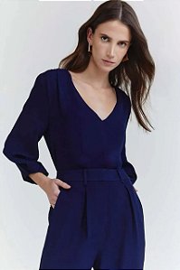 Blusa NV Azul Oxford Modelo Lila