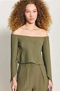 Blusa NV Verde Leaf Modelo Gina