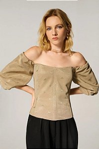 Blusa NV Bege Dune Modelo Juniper