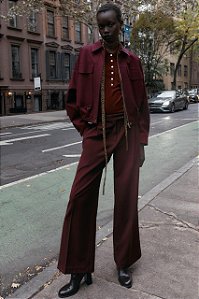 Calça Zara Vinho Modelo Pantalona