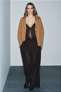Calça Zara Marrom Modelo Pantalona