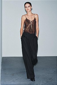 Calça Zara Preta Modelo Pantalona