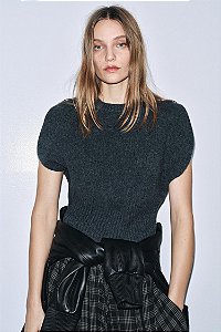 Blusa Zara Cinza/Azul Em Lã