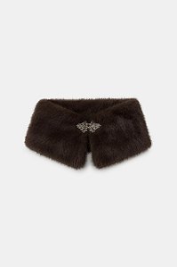 Gola Zara Marrom Modelo Faux Fur