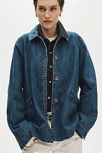 Jaqueta H&M Ìndigo Jeans Reto Com Botões