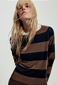 Blusa Zara Marrom E Azul Modelo Suéter