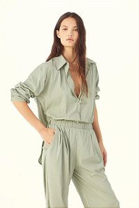 Calça Cris Barros Verde Modelo Martinelli