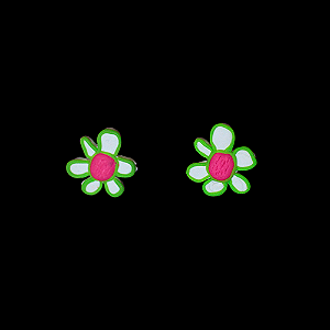 brinco flor rosa/verde