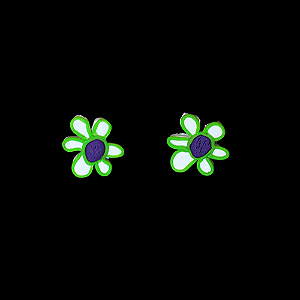 brinco flor violeta/verde