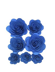 Flor de Papel Azul Royal - Topo de Bolo