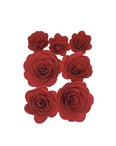 Flor de Papel Vermelho - Topo de bolo