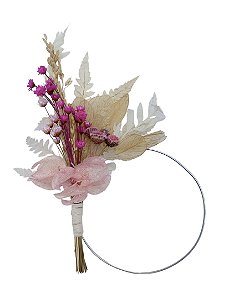 Flor desidratada Rosa - Com Aro Arame