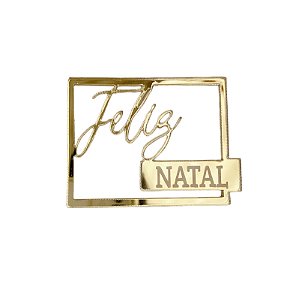 Aplique Feliz Natal Retangular Vazado
