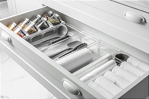 Organizador de Gaveta Clear 37,5 X 15 X 5,6 Natural