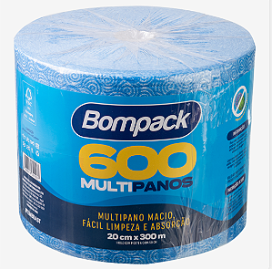 Multipanos Bompack Bobina Azul Slim Limpeza Leve 20cm 300m UN