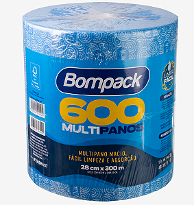 Multipanos Bompack Bobina Azul Slim Limpeza Leve 20cm 300m UN