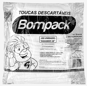 Touca TNT Bompack Branca Sanfonada 18" 45x50cm 100UN