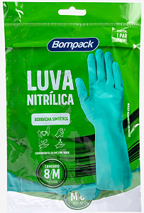 Luva Nitrílica Bompack Verde tam. M/G/GG