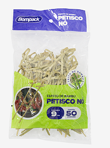 Espetos de Bambu Bompack Petisco em Nó 9cm 50UN