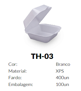 HAMBURGUEIRA TH-03 TOTALPLAST EPS 162X162X86 100UN