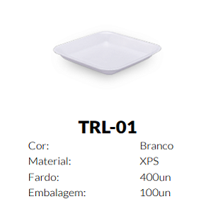 BANDEJA TRL-01 TOTALPLAST EPS - 150X150X18MM 100UN