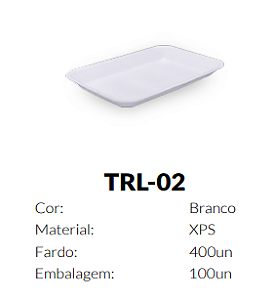BANDEJA TRL-02 TOTALPLAST EPS - 210X140X18MM 100UN