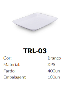 BANDEJA TRL-03 TOTALPLAST EPS - 235X180X16MM 100UN