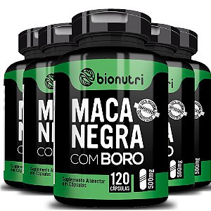 Kit com 5 Maca Peruana Negra com Boro - 600 cáps - Bionutri