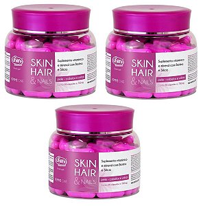 Kit com 3 Potes Skin Hair Nails (Biotina e Silicio) Unilife 270caps