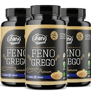 Kit com 3 - Feno Grego Premium 180 Cápsulas - Unilife