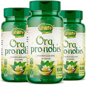 Kit com 3 Ora Pro Nobis ORIGINAL (Pereskia aculeata Mill) 180 caps Unilife