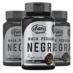 Kit 3 Potes Maca Negra em cápsulas - 180 caps  - Unilife