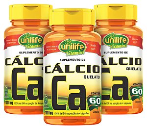 Cálcio Ca - Kit com 3 - 180 Cápsulas (850mg) - Unilife