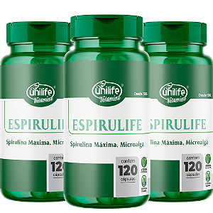 Espirulife Spirulina - Kit com 3 - 360 Cápsulas (500mg) - Unilife