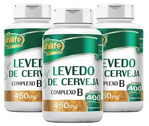 Levedo de Cerveja Unilife Kit com 3 - 1200 comprimidos