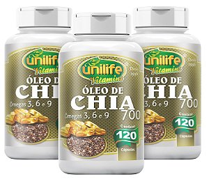 Oleo de Chia - Kit com 3 - 360 Capsulas - Unilife