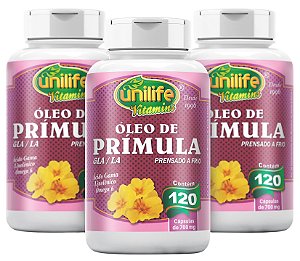 Kit com 3 Oleo de Primula c/ Omega3, 6 e 9 Unilife 360 Caps