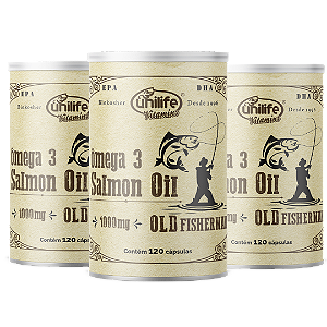Omega 3 Old Fisherman Salmão - Kit com 3 - 360 Caps Unilife