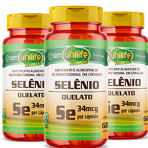 Selenio Quelado Unilife - Kit com 3 - 180 Caps (500mg) - Se