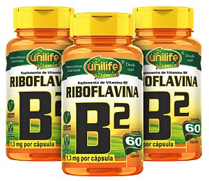 Vitamina B2 Riboflavina - Kit com 3 -180 Caps - 500mg - Unilife