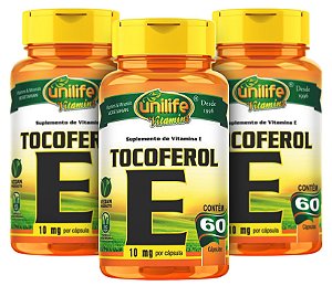 Vitamina E Tocoferol - Kit com 3 -  180 Caps (1000mg) - Unilife
