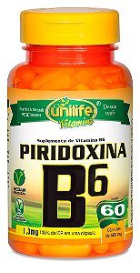 Vitamina B6 Piridoxina 60 Cápsulas (500mg) - Unilife