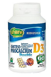 Ósteo Procalcium D3 Double 60 Cápsulas (1400mg) Cálcio, Magnésio e Vitamina D3 - Unilife