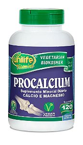 Procalcium 120 Cápsulas (950mg) Cálcio e Magnésio - Unilife