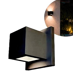 Arandela  Quadrada  2  Fachos  Preta  Fosca